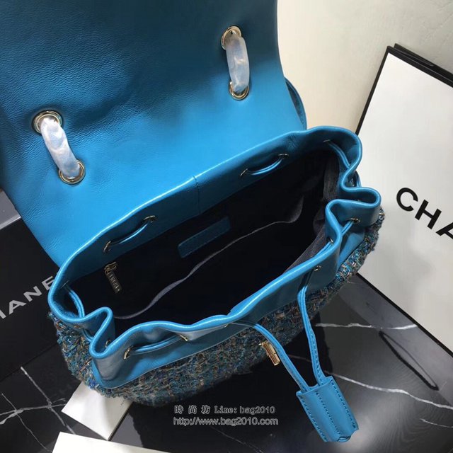 Chanel女包 Chanel最新編織紅金斜紋 91122中號 雙肩背包 呢料系列 香奈兒後背包 Chanel新款雙肩包  djc3243